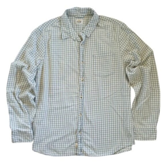 Marine Layer Women's Flannel Blue Gingham Button Up Shirt Size L Long Sleeve - Picture 1 of 8